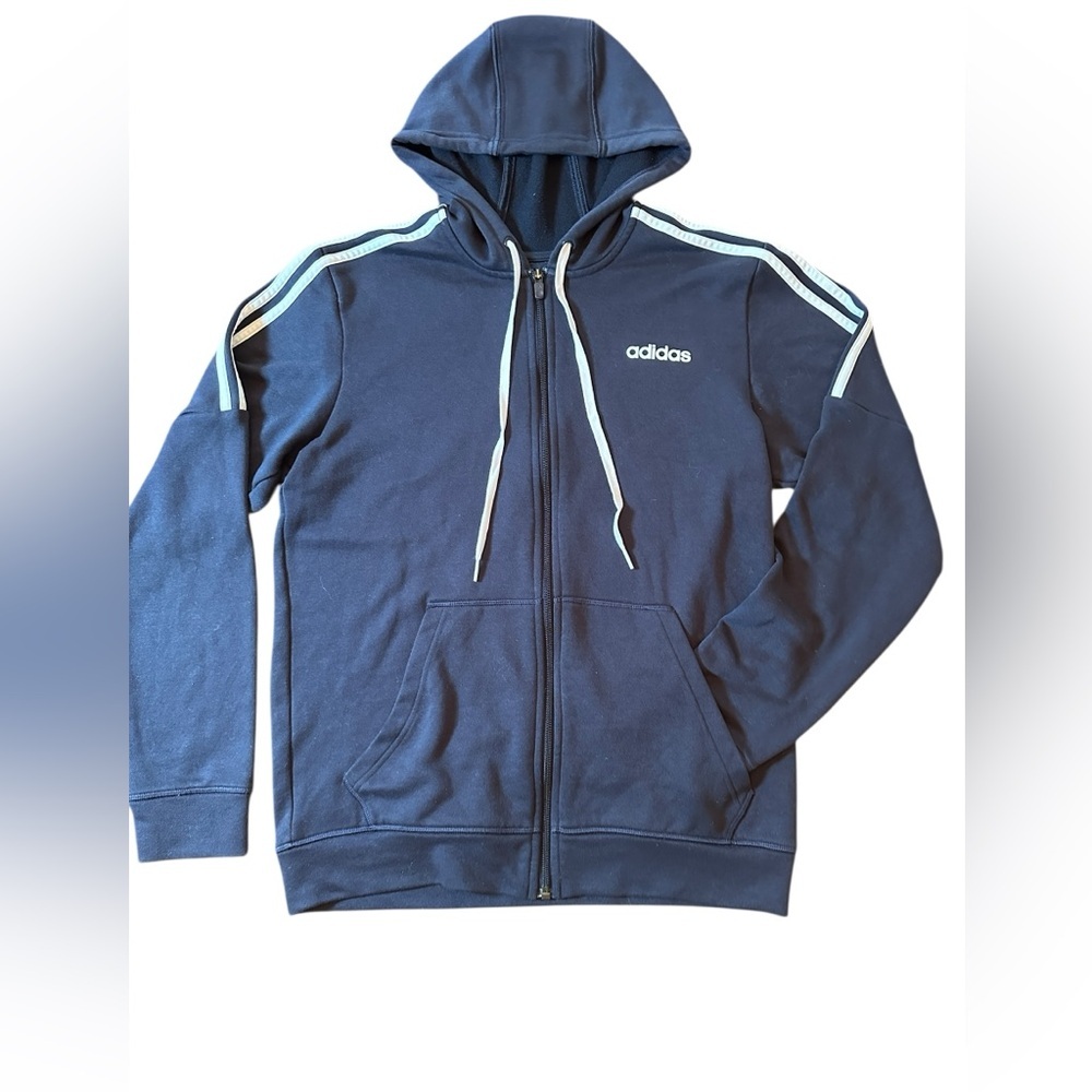 Adidas‎ Men’s M Dark Blue full zip hoodie 3 stripes